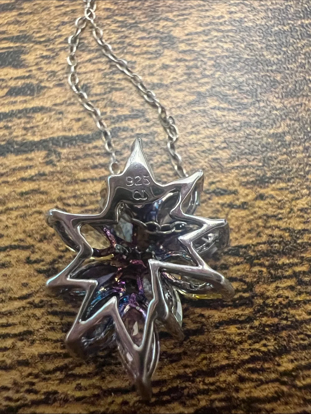 Sterling Silver Multicolor Floral Gemstone Pendant Necklace and Ring Set